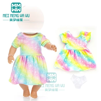 Oblečenie pre bábiku fit 43 cm baby new born bábiku módne Rainbow, šaty, princezná šaty