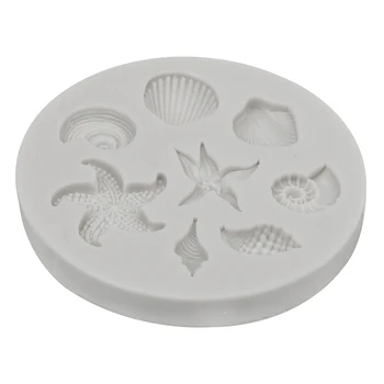 Ocean Biologické Conch mušľami Silikónové Formy DIY Fondant Cake Zdobenie Nástroje Čokoládová Torta Puding Formy na Pečenie Nástroj Obrázok 2