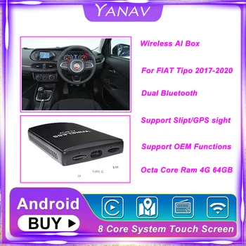 Octa-Core Carplay Bezdrôtový Ai Okno Dual Bluetooth Android Pre FIAT Tipo 2017-2020 Auto Auto Rádio Multimediálny Prehrávač Smart Box HDMI