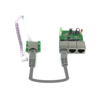 OEM pôvodné priame mini rýchlo 10 / 100mbps 3-port siete Ethernet lan hub dosky vypínača dve vrstvy, pcb 3 rj45 5V 12V hlavu port