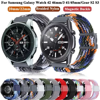 Popruh Pre Samsung Galaxy Sledujte 3 41 45 42 46 mm Výstroj s3 Hranici Klasické Smartwatch Pletená Nylon Náramok 20 22 mm Sledovať 4/5 Pro