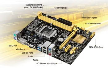 Používané,pre ASUS B85M-F Doske B85 Socket LGA 1150 i5 i7 i3 DDR3 16 G SATA3 Micro-ATX Obrázok 2