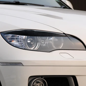 Pre BMW X6 E71 X6M 2008-2014 Uhlíkových Vlákien Auto Svetlometov Kryt Nálepky Viečka Obočie Výbava Auto Svetlomet Obočie Viečka Zahŕňa Obrázok 2