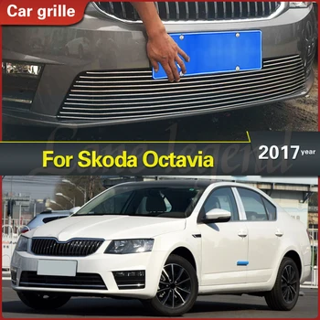 Pre Škoda Octavia 2015 2016 2017 kvalitnej nehrdzavejúcej ocele, Predné Centrum Racing Oka Nárazníka Grily Sochorová Gril Kryt Tela kit