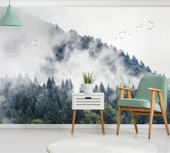 Prispôsobený 3D tapeta nástenná maľba čerstvé vták vrchol hory v pozadí na stenu Severských lesov