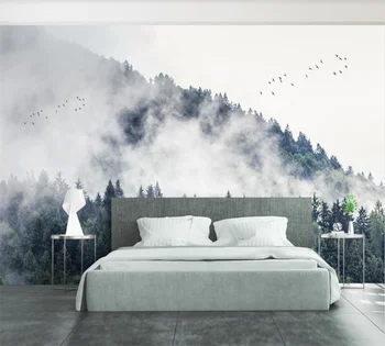 Prispôsobený 3D tapeta nástenná maľba čerstvé vták vrchol hory v pozadí na stenu Severských lesov Obrázok 2