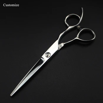 Prispôsobiť logo japonsko ocele 6 palcový Strieborné vlasy salon nožnice make-up, účes rednutie holič nožnice na rezanie kadernícke nožnice