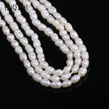 Prírodné Sladkovodné perly umelo Pestované Perly Ryža Tvar 100% Prírodné Voľné Pearl pre Šperky, Takže DIY Strand 13 Palcov Veľkosť 3-4 mm