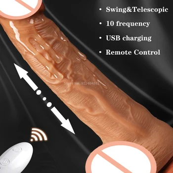 Realistické Dildo Vibrátor Teleskopická Swing Dildo Stimulátor Klitorisu Ženská Masturbácia, Hračky Páry Sex Stroj Obrovský Penis Obrázok 2