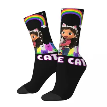 Retro Rainbow Deti Posypeme Strany Zábavné Klasické pánske kompresné Ponožky Gabby je domček pre bábiky Gabby Cartoon Vytlačené Posádky Ponožky