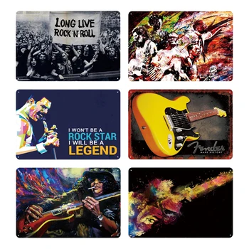 Rock & Roll Kovové Prihlásiť Tin Prihlásiť Doska Roll Hudobná Skupina, Spevák, Akvarel Železa Maľovanie Vintage Stene Doskou Music Bar, Pub Dekor Obrázok 2