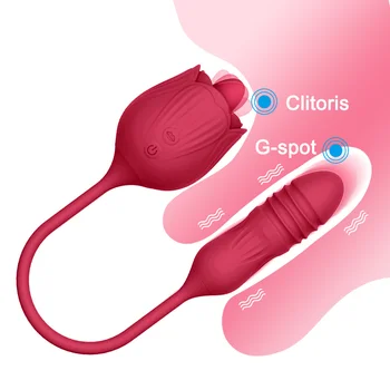 Rose Vibrátor Hračka Pre Ženy Klitoris Stimulátor Ústne Jazyk Lízanie S Robertek Automatické Tlačením Vibračné Vajíčko Sexuálne Hračky Žena