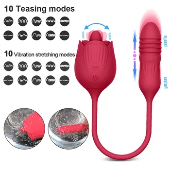 Rose Vibrátor Hračka Pre Ženy Klitoris Stimulátor Ústne Jazyk Lízanie S Robertek Automatické Tlačením Vibračné Vajíčko Sexuálne Hračky Žena Obrázok 2