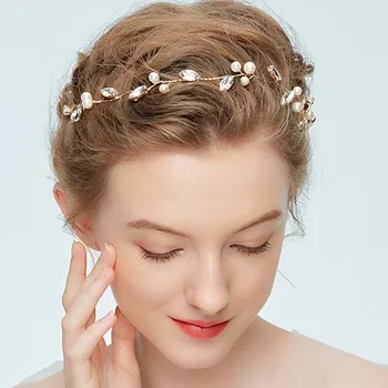Ručné Crystal Nevesta Vlasy Viniča Drahokamu Prom Headpiece Pearl Svadobné Hlavový Most Pre Ženy, Svadobné Party Vlasy, Šperky