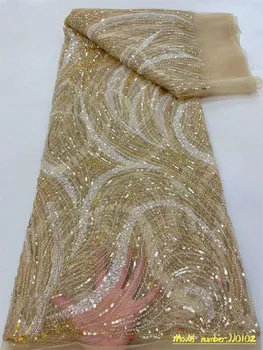 Ručné Korálkové francúzskej Čipky Textílie 2023 Zlato Čipky Pearl Sequin Výšivky na Tylu Textílie pre Ženy Šaty Šiť Svadobné Šaty Čipky