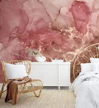 Ružová & Gold Mramoru Tapety kôry a Šupy a Stick - Moderný Vzhľad - Obývacia Izba - Spálňa Tapety