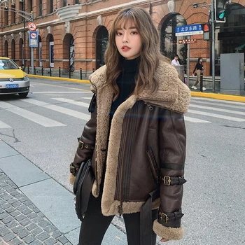 Skutočné Kožušinový Kabát Prirodzené Ženské Zimné Vlna Líniové Kabáty Z Ovčej Oblečenie 2020 Kórejský Streetwear 100% Shearling Skutočné Bunda 6081