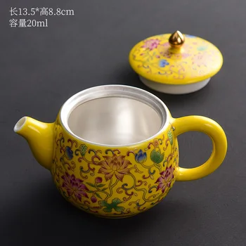 Smalt pozlátené striebro kanvica keramická Jingdezhen kungfu čaj nastaviť malé strieborné kanvicu pre domáce použitie Obrázok 2
