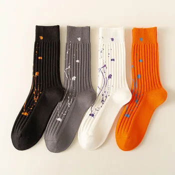 Splash atrament umenie ponožky dizajn zmysel Ulici trend pánske ponožky kravatu farbenie hrubé vlákno náradie hromadu ponožky zimné pánske ponožky