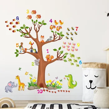 Strom, vták, zviera cartoon stenu, nálepky, obývacia izba pozadí steny miestnosti dekorácie na stenu-nálepky samolepiace nálepky na stenu