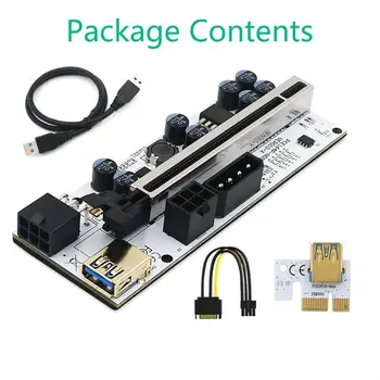 Stúpacie 010 PCI-E Stúpačky Karty VER010 PCI Express PCIE 1X až 16X Extender Karty w/ LED Blesk SATA na 6Pin Napájací Kábel pre Video Karty