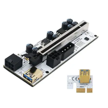 Stúpacie 010 PCI-E Stúpačky Karty VER010 PCI Express PCIE 1X až 16X Extender Karty w/ LED Blesk SATA na 6Pin Napájací Kábel pre Video Karty Obrázok 2