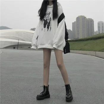 sveter žena pridané velvet zahusťovanie voľné strednodobom a dlhodobom retro Hong Kong lenivý vietor kapucí bunda, kabát tide