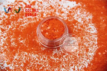 TCH305-H1 Oranžovo-Červenej Farby Zmiešané Hexagon Tvar Rozpúšťadiel, odolný Lesk Flitrami pre nail art gel DIY dekorácie Obrázok 2