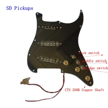 Upgrade Prewired SSS Strat Pickgaurd Black Seymour Duncan SSL1 Snímače 3 Way Switch Sutiable pre Blatník Štýl Gitara Obrázok 2