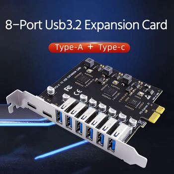 USB 3.2 A Typ C PCI-E Rozširujúca Karta PCIE Na Radič USB 6Port + 2Port USB-C 3.2 PCI-E Karty Adaptéra Obrázok 2