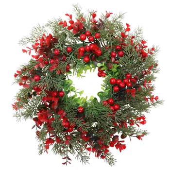 Venček Vianočný Dvere Berry Wreathsfront Artificialgarland Červená Vonkajšie Zimné Borovica Dovolenku Dekor Visí Holly Windows Prívesok