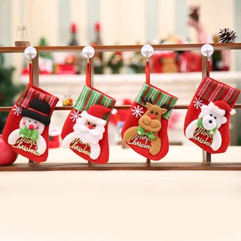 Veselé Vianoce Ponožky Ozdoby na Vianočné stromčeky Vrece Vianočný Darček Candy Bag pre Deti Roztomilý Tkaniny Vianoce Elk Santa Claus Dekorácie