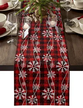 Vianočné Zimná Vločka Červená Koberčeky Stôl Runner Domov Jedáleň Obrus, Dekorácie, Svadobné Dovolenku Strany Stôl Runner
