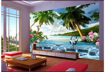 Vlastné High-end nástenná maľba 3d foto tapety 3d maľby, tapety na stenu vysokú sea palms beach v Egejskom mori TV dekorácie Obrázok 2