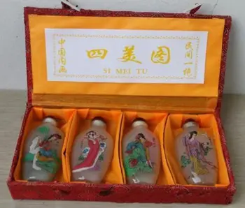 Vo Vnútri Maľovanie Čínsky Štyri Krása Skla Šnupavý Tabak Fľašu Obrázok 2