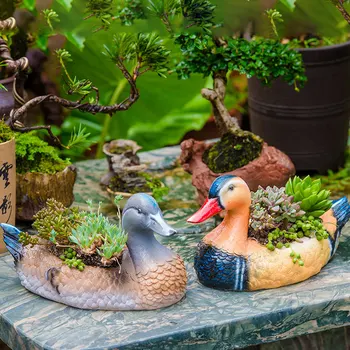 Vonkajšie Záhradné Simulácie Zvieracích Váza Ozdoby Živice Kačica Swan Kvetináče Dekorácie Villa Park Domov Socha Figúrky Remeslá