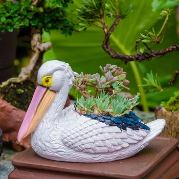 Vonkajšie Záhradné Simulácie Zvieracích Váza Ozdoby Živice Kačica Swan Kvetináče Dekorácie Villa Park Domov Socha Figúrky Remeslá Obrázok 2