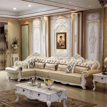vysoká kvalita Európskeho starožitné obývacia izba gauč nábytok pravej kože nastaviť 10256