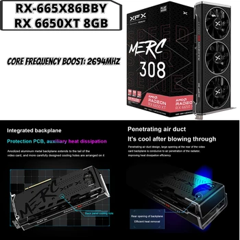 XFX RX-665X86BBY RX6650XT Grafická Karta 8GB 128Bit GDDR6 Herné grafická Karta Chladenie Ventilátorom kompatibilný s HDMI DP Rozhranie 2694MHz