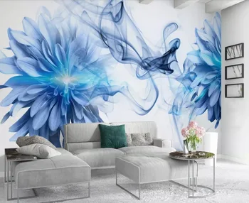 XUE SU Steny pokrývajú vlastné tapetu moderný minimalistický abstraktné dymu modrý kvet spálňa pozadí steny 3D nástenná maľba
