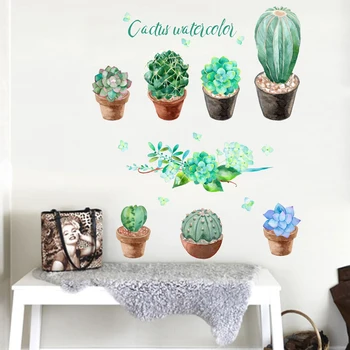 záhradné rastliny Kaktus bonsai kvet, motýľ samolepky na stenu domova obývacia izba, kuchyňa pvc, steny odtlačkový diy nástenné art decoration