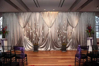 Čisto Striebornej Farbe ice hodvábna tkanina svadobné fáze opony svadobné kulisu 10 ft x 20 stôp Prípade Dekorácie