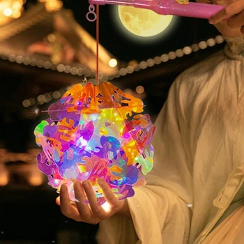 Čínsky Tranditional Festival Detí Prenosné Oslniť Farba Svietidla DIY PVC Materiálu, LED Nočné Svietidlo Strany Rekvizity B03E