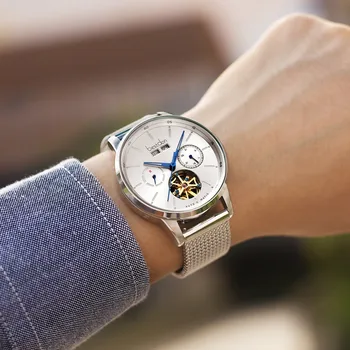 Švajčiarsko Luxusné Značky Bestdon Mechanické Hodinky pre Mužov Kostra Plnej Ocele Automatické pánske Hodinky Reloj Hombre Montre GMT Obrázok 2