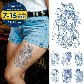 Šťava Trvalé Vodotesné Dočasné Tetovanie Nálepky Japonský Geisha Pradžňa Atrament Flash Tetovanie Sexy Ženy Ramena Body Art Falošné Tatto Mužov