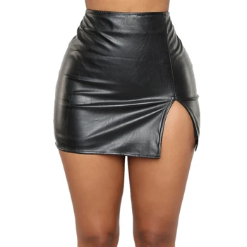 Ženy Sexy Mini Sukne Dámske Faux Kožené Bodycon Sukne s Vysokým Pásom Strane Pozdĺžneho Minisukňu pre Clubwear Kostýmy