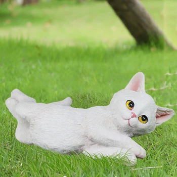 Živica Cute Cat Ploche Figúrky Eco-Friendly Umenie Zvierat Socha, Ručne Maľované Plochy Remesiel Realistické na Dvore Terasa Rekvizity
