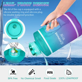 1 Galón Motivačný Fľaša na Vodu s Slamy a Času Značku fliaš Vody BPA Free Nepresakuje Zabezpečiť Budete Piť Dostatok Vody Denne Obrázok 2