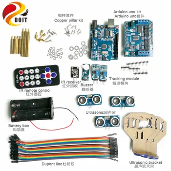 1 nastavenie IR Ovládanie Auta pre arduino+Motorového Pohonu Štít Doska+Sledovania+Ultrazvukové Prekážkou Vyhýbanie sa pre Arduino DIY kit