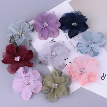 10PCS 8Colors Mini Šifón Textílie Kvet Na Svadobné Pozvánky Umelé Kvety Pre Šaty, Dekorácie